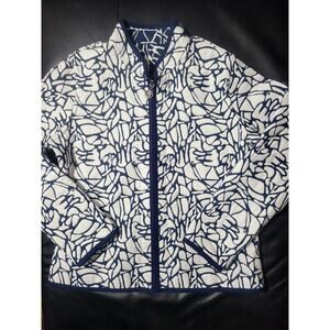 Winding River Reversible Geometric Print Full Zip Blazer Layered Artsy Academia